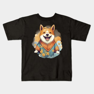 Shiba Inu in japanese kimono Kids T-Shirt